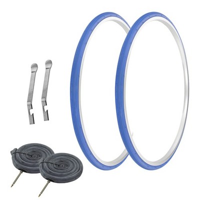 PRO+ TIRES 700 x 25 BLUE P-1035 W/ HEAVYDUTY TUBE,TIRE LEVERS 60mm Presta Valve