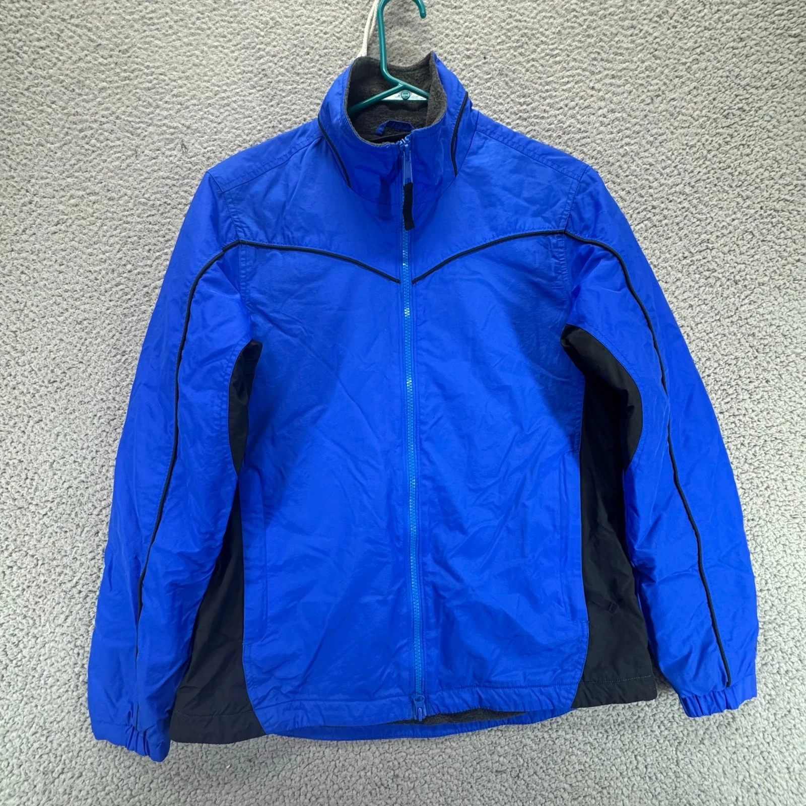 Roper Men Nylon Full Zip Fleece Lining Rain Windbreaker Jacket Blue Size S