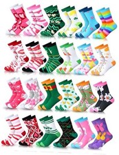 24 Pairs Valentine Socks for Women Men Novelty Cozy Pink Heart Crew Holiday