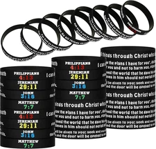 32 Pcs Bible Verse Silicone Bracelets Christian Inspirational Wristbands Bulk