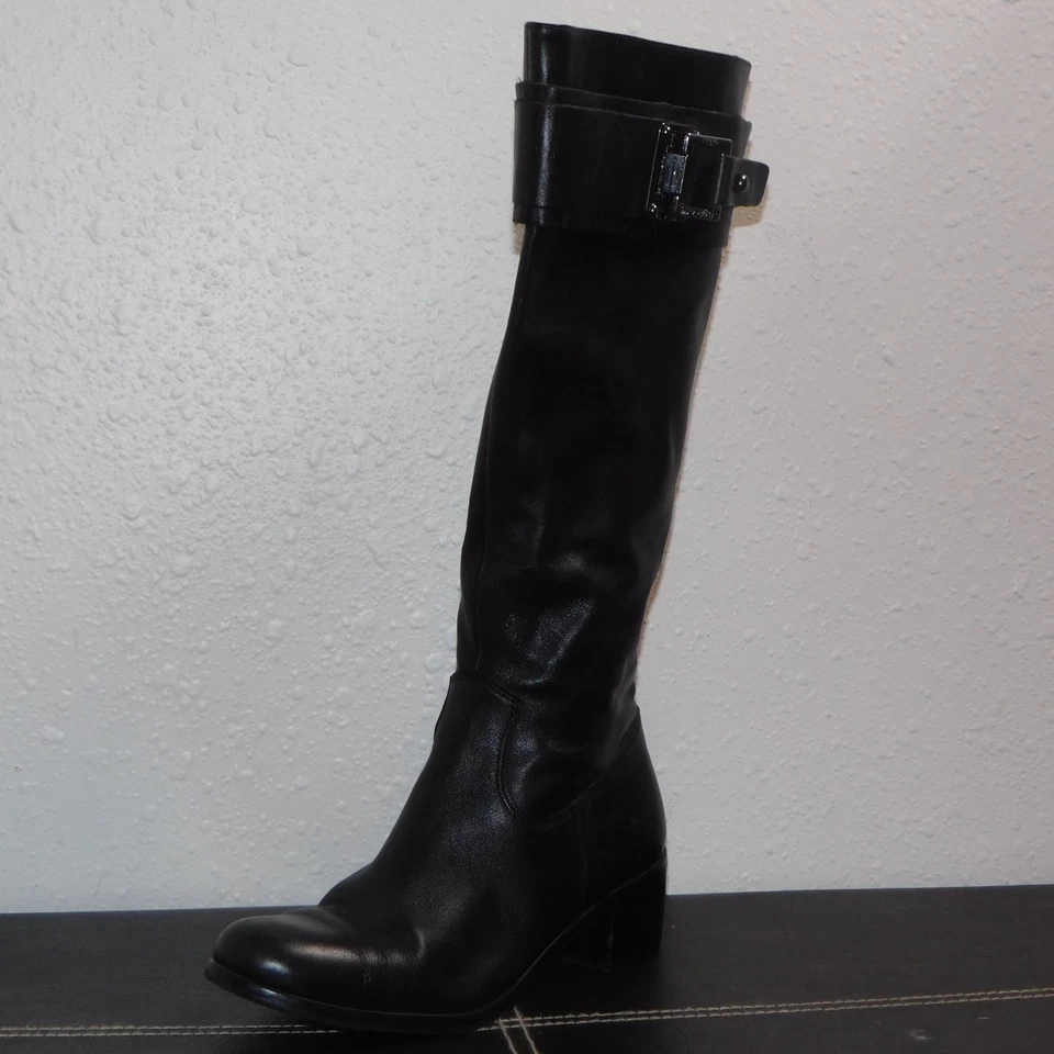 Tahari Kerry Calzado Mujer Cuero Suave Botas Hasta la Rodilla Hebilla Lateral Cremallera Talla 7M Foto 2 de 4