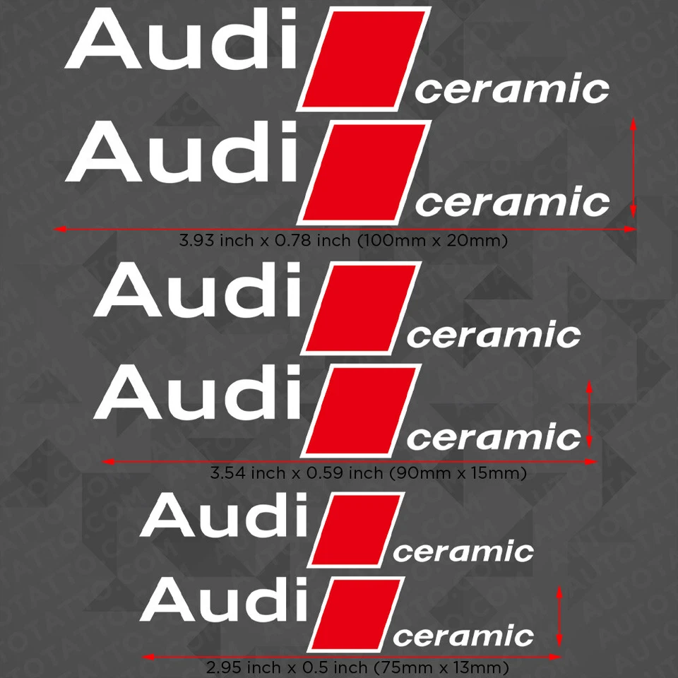 Pinza de freno de cerámica para llantas de coche deportivo Audi calcomanía logotipo decoración blanco Foto 2 de 4
