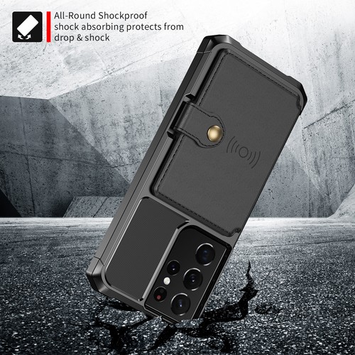 For Samsung Galaxy S23 Ultra S22 S21 S20 S9 Credit Card Holder Stand Heavy Case - Photo 37 sur 42