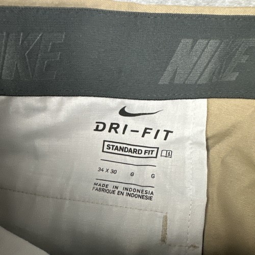 Nike Pants Men 34x30 Beige Golf Dri-Fit Stretch Tech Chino Straight Standard - Picture 2 of 9