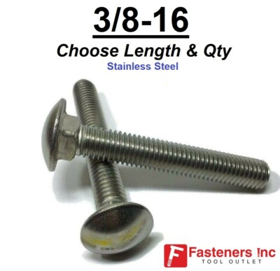 #ad 3 8 16 Round Head Carriage Bolts Stainless Steel Lengths Quantities in Listing $261.24