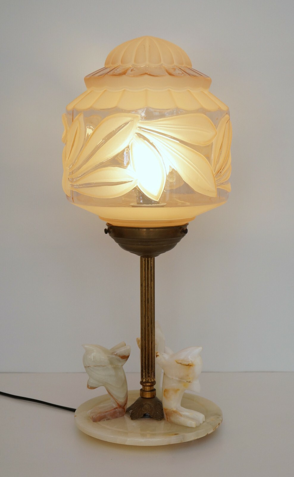 Unique Design Table Lamp Desk Light Lamp "WHITE DOLPHINS" Onyx