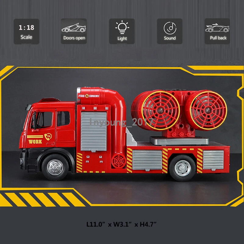 1:18 Smoke Exhaust Fire Truck Toy Model Car Diecast Fire Engine Toy for Kids - Image 2 of 4