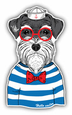 Schnauzer Sailor Dog Car Bumper Sticker Decal 3" x 5"