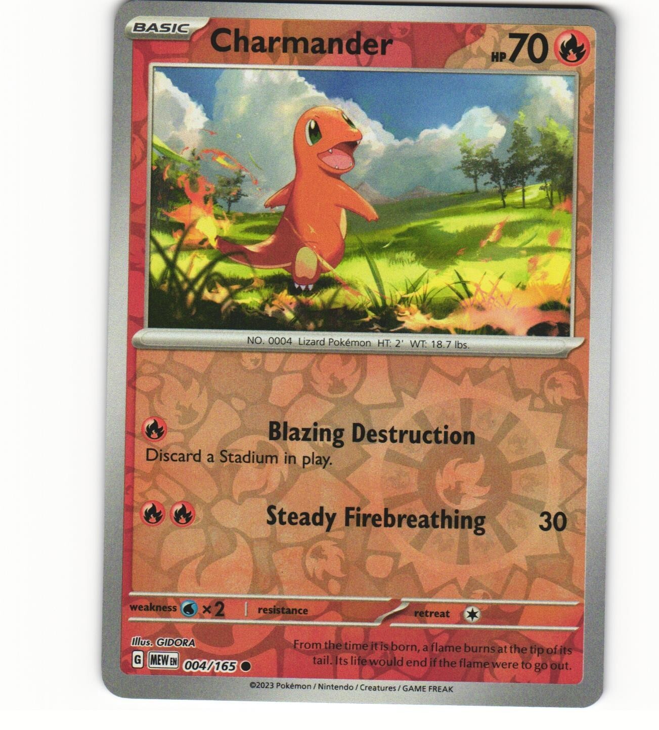 2023 Near Mint Pokemon Charmander 004/165 Reverse Scarlet Violet 151 English