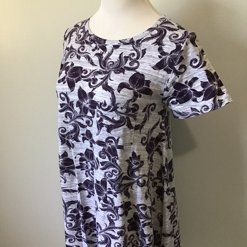 Lularoe LLR Carly meliert grau dunkel lila Blumen Hi-Low Swing Kleid - XS XSmall - Bild 7 von 7