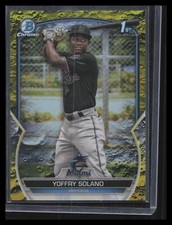 2023 Bowman #BCP-72 Yoffry Solano Chrome Prospects Yellow Lunar Refractors #/75
