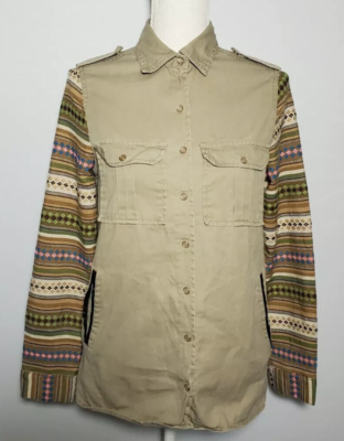 Ali & Kris Green Jacket Peruvian Embroidered Sleeves Design Button Up | eBay