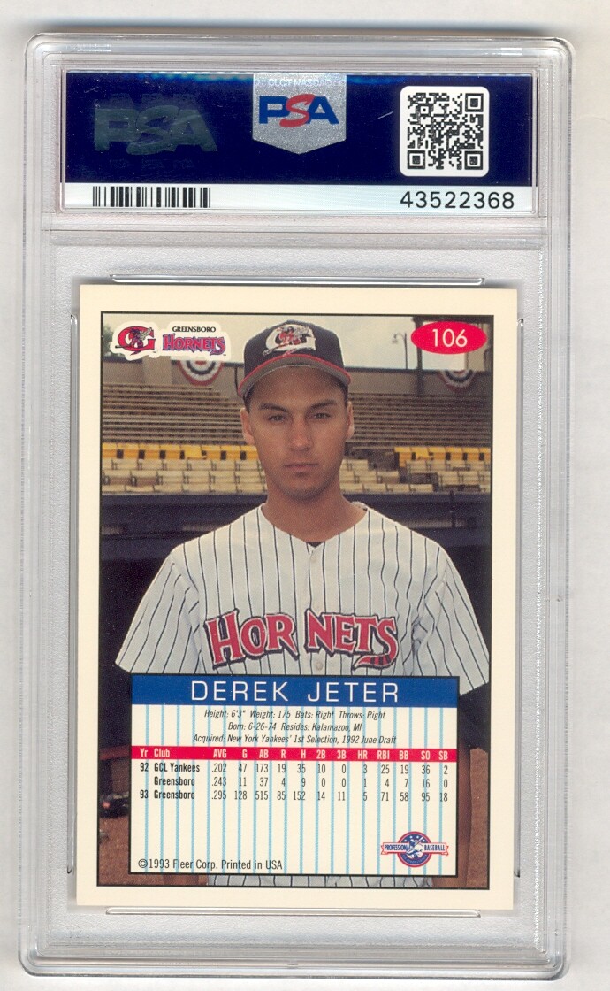 ジーター1993Fleer Rookie autocardです。 ジーター1993Fleer