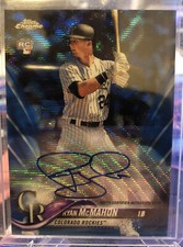 2018 Topps Chrome Ryan McMahon Auto Blue Wave Refractor /150 Rookie RC Rockies