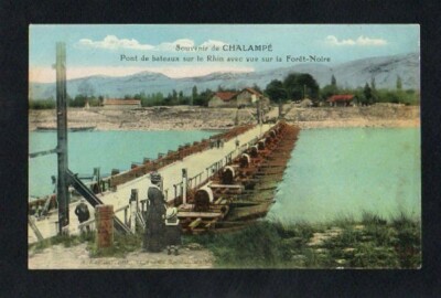 CPA Souvenir Von Chalampé-Bootsbrücke Am Rhein Mit Blick Auf Den Schwarzwald