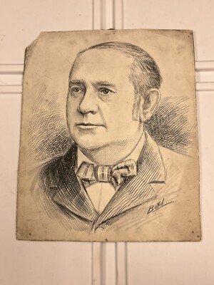 1897 Original Pittsburgh Newspaper Illustration Former US Senator Mark A Hanna