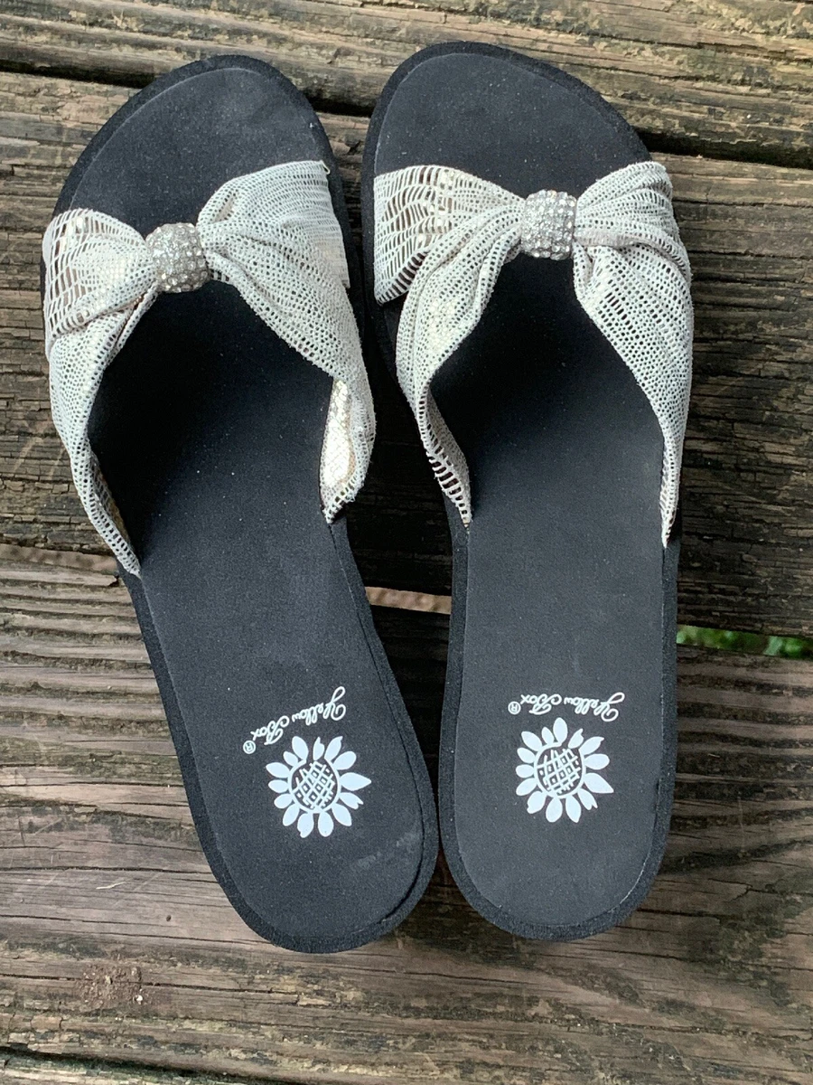 Yellow box flip store flops clearance