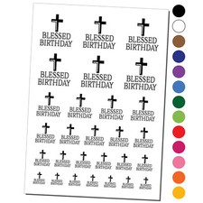 Blessed Birthday with Cross Temporary Tattoo Water Resistant Set Collection