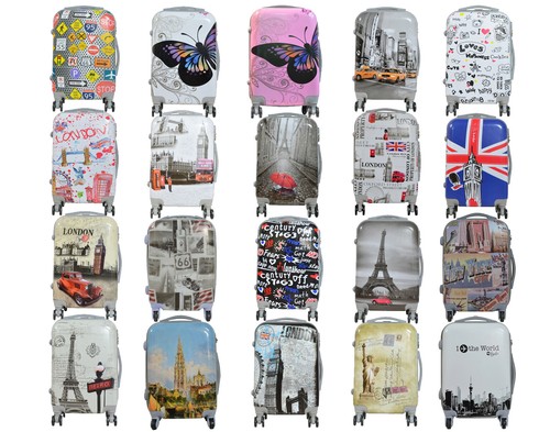 Maleta pequeña de cabina rígida de 4 fantasia varios mano viaje | eBay