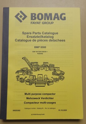 Bomag BMP8500 Kubota Multi Purpose Compactor Parts Catalog Manual 