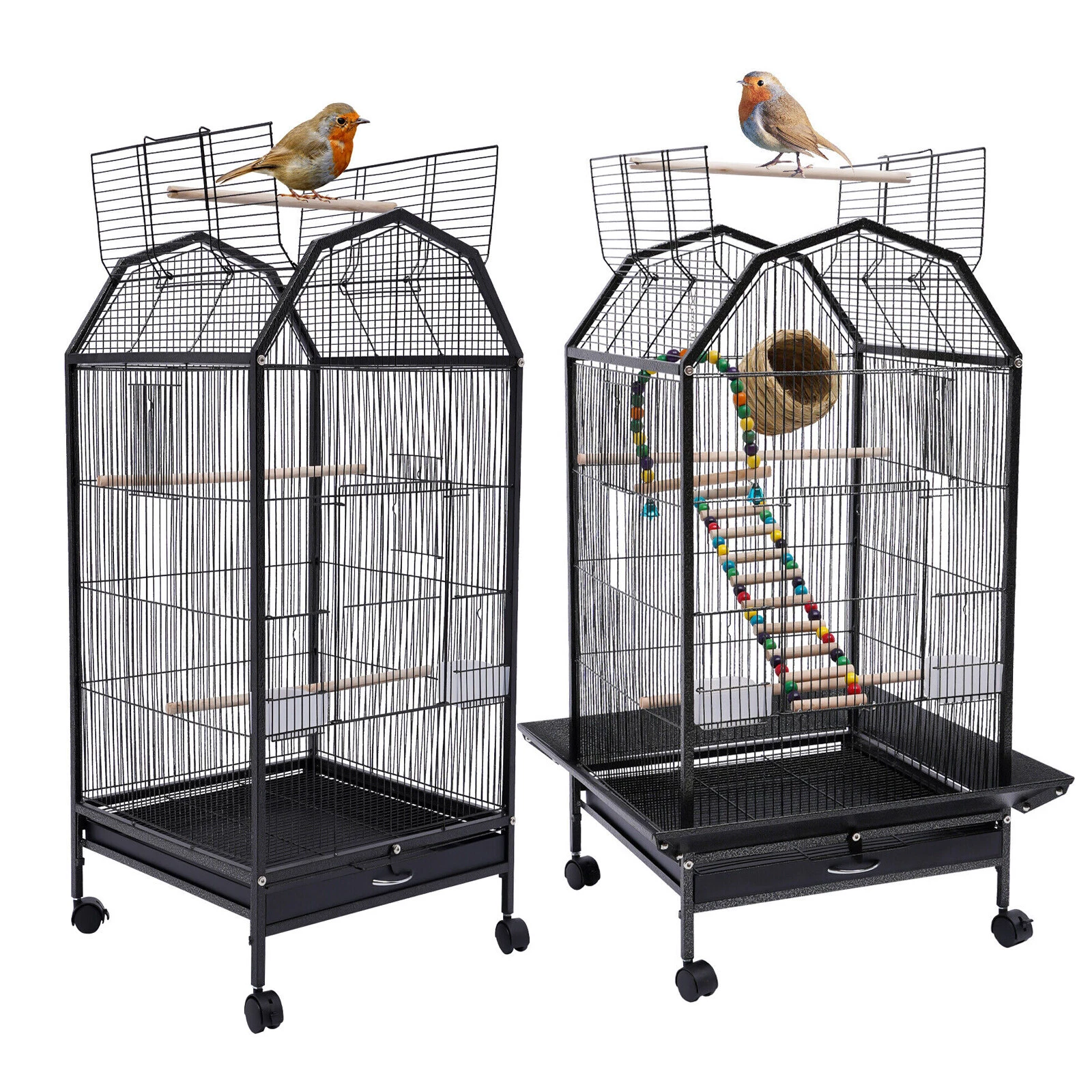 Bird Cage Large Pet cage Wheels Parrot Parakeet Canary Finch Conure with Stand