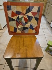 Vtg Framed Patchwork Hand Stitched Quilt Pieces, 20" X 18" Bk 1915Old Newspape