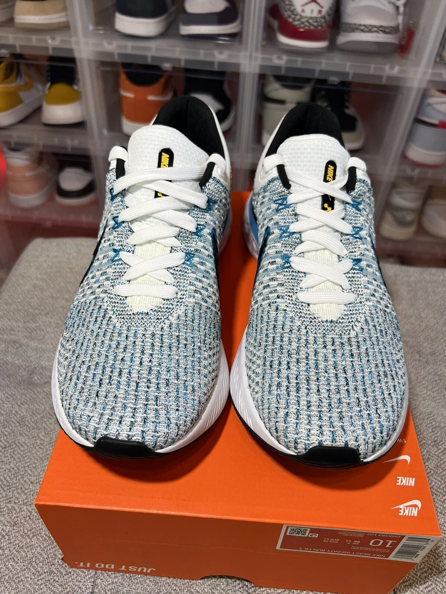 Size 10 - Nike React Infinity Run Flyknit 3 White Blue Orbit | eBay