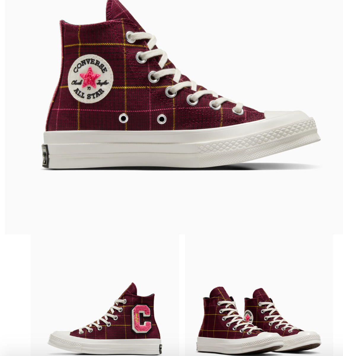 Size 8 - Converse Chuck 70 High Plaid - Deep Bordeaux W for sale