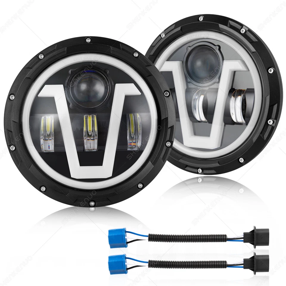 Par de faros LED redondos DRL de 7" pulgadas para Buick Skylark 1975-1979 haz alto bajo Foto 2 de 4