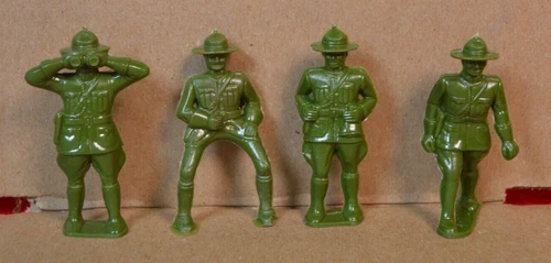 Marx Canadian Mounties Complete Set of Matching light  Green