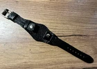18mm black leather handmade WW1 WW2 pilot military trench watch bund strap band