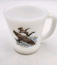 Vtg Fire King Milk Glass Cup Canadian Goose