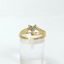 10K Gold Genuine Round Diamond Heart Promise Ring