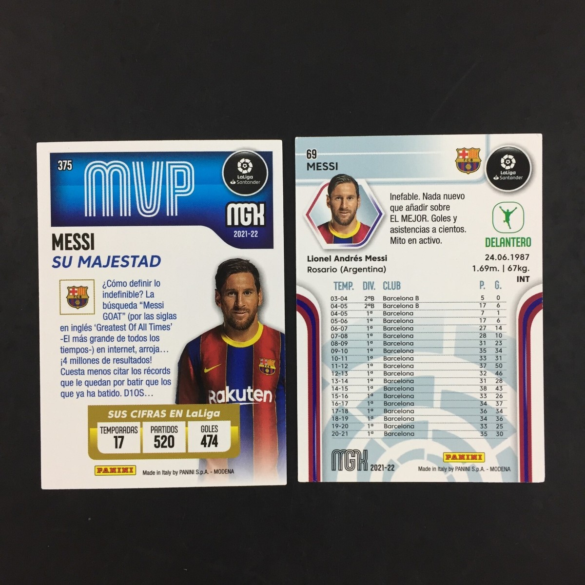 Lionel Messi 2 Card Panini La Liga 2021 2022 (22) MGK Lionel Messi 2 Card Panini La Liga 2021 2022 (22) MGK