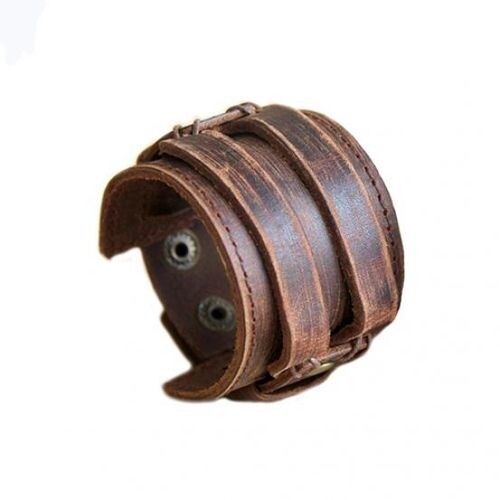 Bracelet homme marron bracelet vintage bracelet de surf motard bracelet homme WOW - Photo 1/3