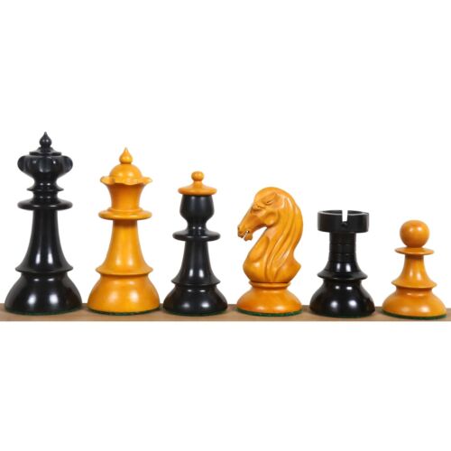 Austrian Coffee House Chess Pieces Only Set -Antiqued Boxwood &amp; Ebony- 4.1&#034; King