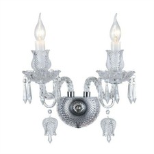 Applique da parete 2 luci cristallo classico lampada a muro candelabro argento