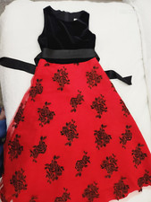 red tule and black velvet long dress size 10 girls formal dress
