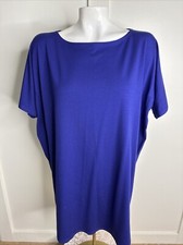 Eileen Fisher Systems Purple Size M Loose Fit Shift Dress Tunic Top Short Sleeve