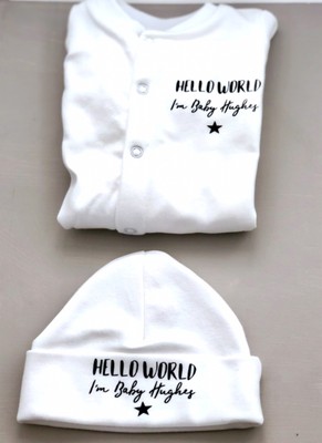 hello world baby sleepsuit
