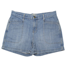 Vintage Y2K Tommy Hilfiger Jean Shorts Womens 10 Light Denim Utility Grunge Flag