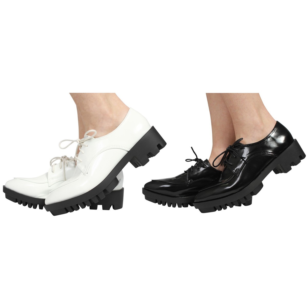 Womens Chunky Platform Boots Ladies Cleated Sole Lace Up Office