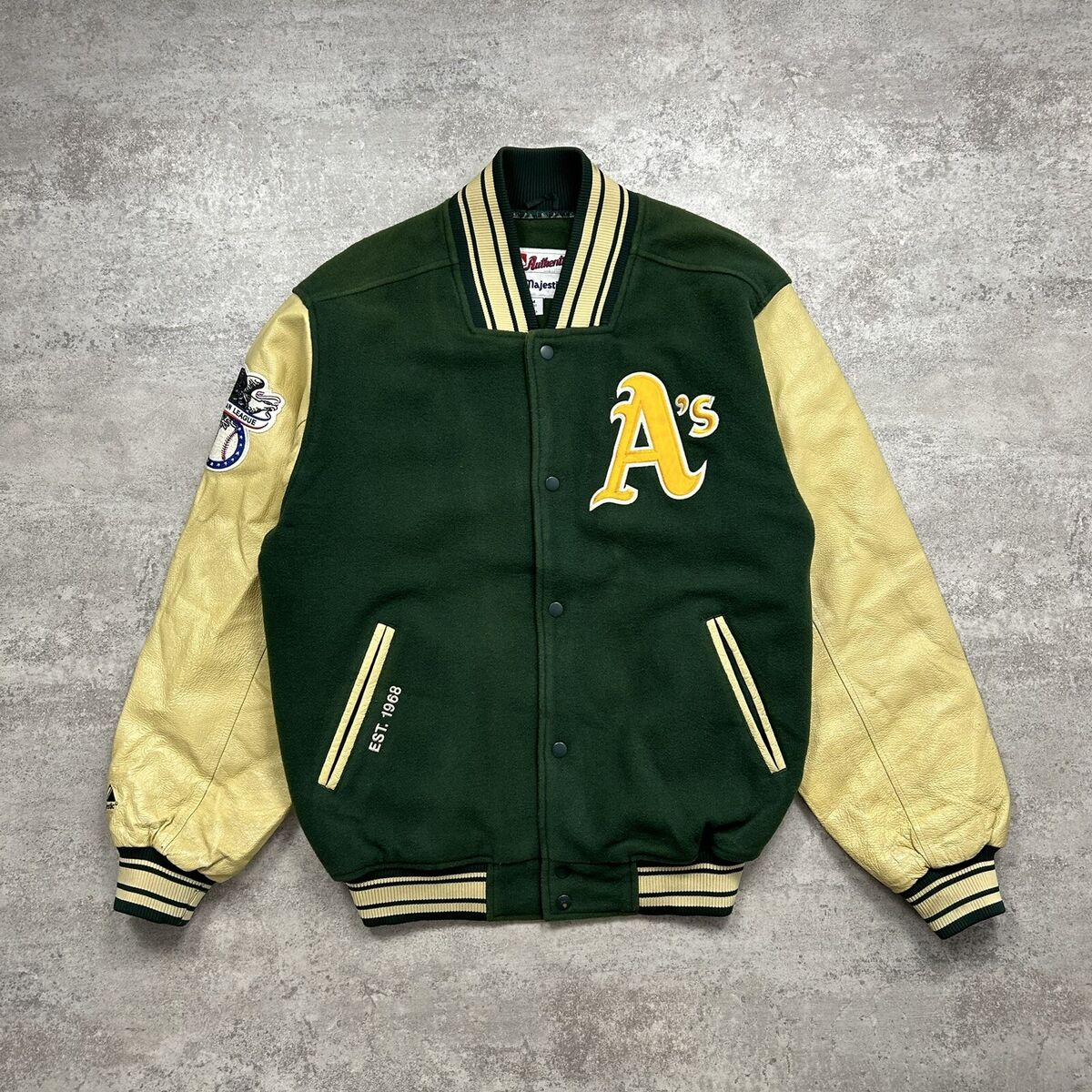 VTG 90s MLB OAKLAND ATHLETICS A's MAJESTIC VARSITY JACKET VTG 90s MLB OAKLAND ATHLETICS A's MAJESTIC VARSITY JACKET
