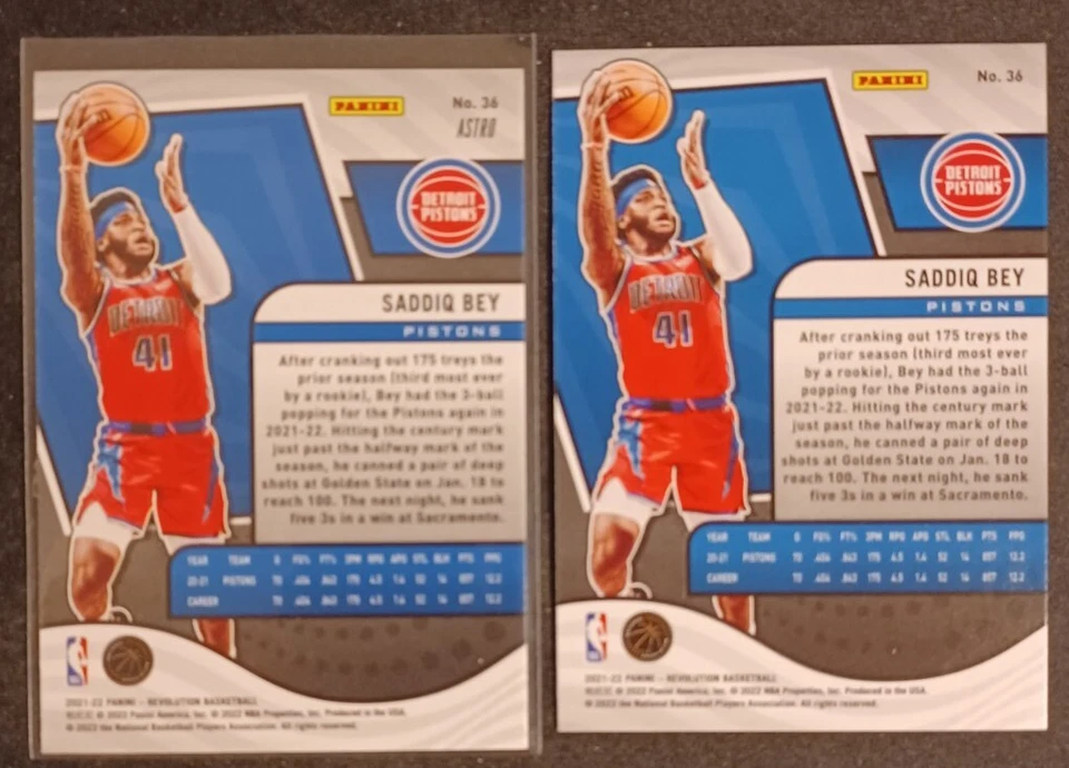 (13) 2021-22 PANINI REVOLUTION DETROIT PISTONS LOT SADDIQ BEY ASTRO RC CARD #36 - Image 4 of 4