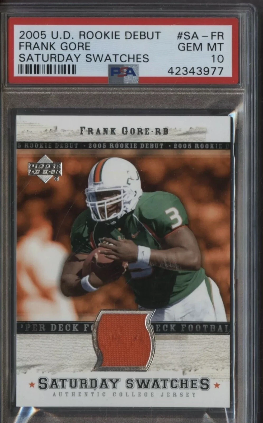 Frank Gore Upper Deck Rookie Debut Saturday Swatches #SAFR Base