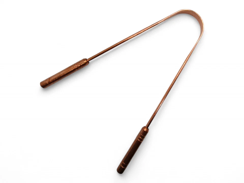 Limpiador de lengua/boca ayurvédico indio cobre raspador higiene oral mal aliento Foto 3 de 4