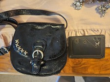 Radley Hutchinson Cross Body Black Patent Leather Bag And Card Holder. VGC