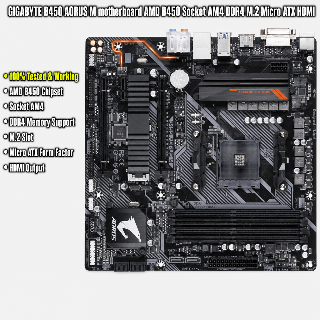 GIGABYTE B450 AORUS M Socket AM4 AMD (B450AORUSM) Motherboard for
