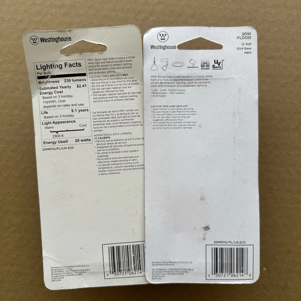 Westinghouse 20 Watts MR11 12 Volt  Xenon Bulb  230 Lumens Decorative  2 pk New - Image 2 of 2