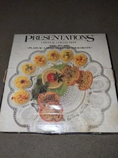 Indiana Glass Deviled Egg Relish Hors D'oeuvre Dish/Platter VTG w/Box Pebbled